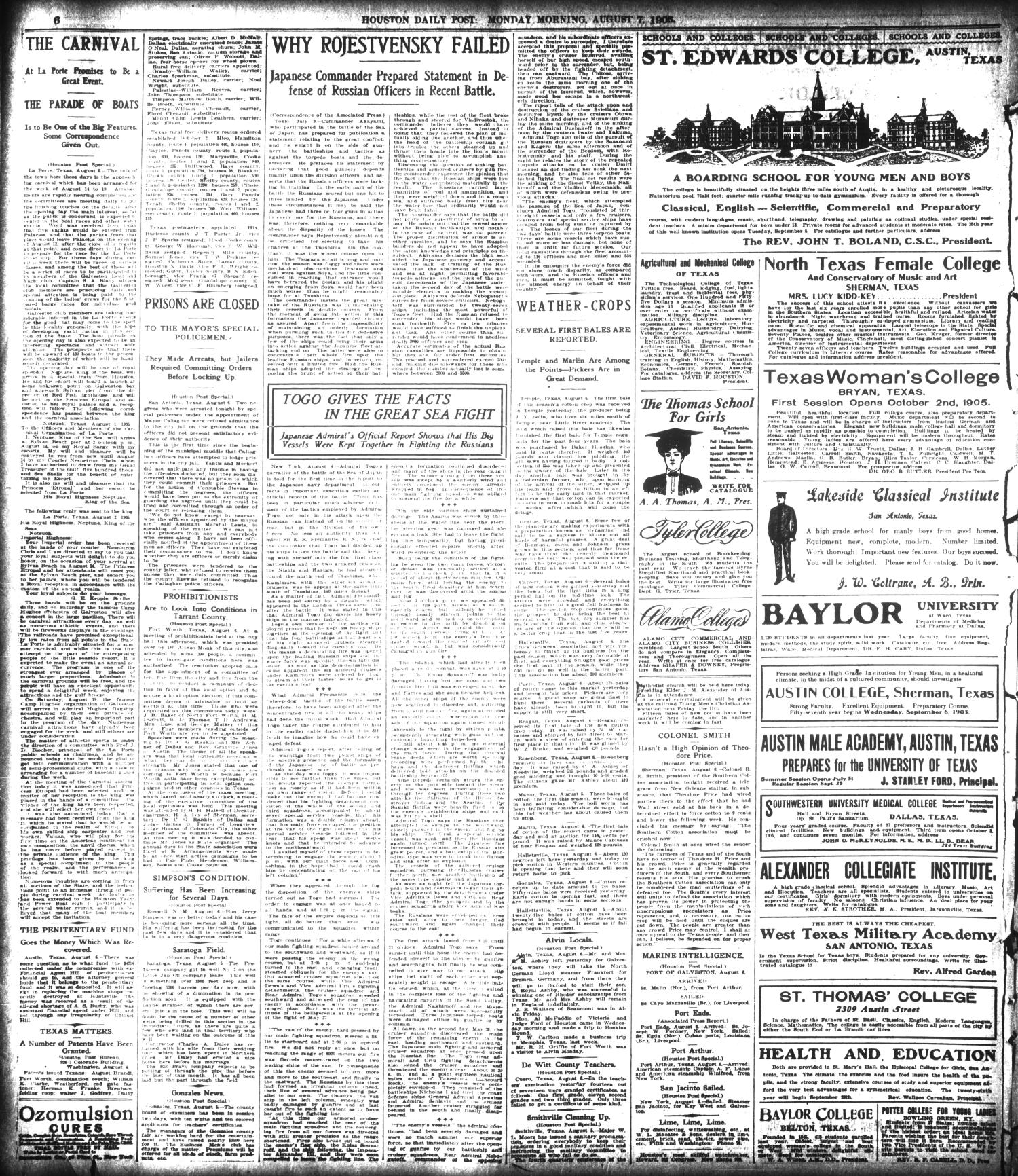 The Houston Post. (Houston, Tex.), Vol. 21, No. 145, Ed. 1 Monday, August 7, 1905
                                                
                                                    [Sequence #]: 6 of 10
                                                