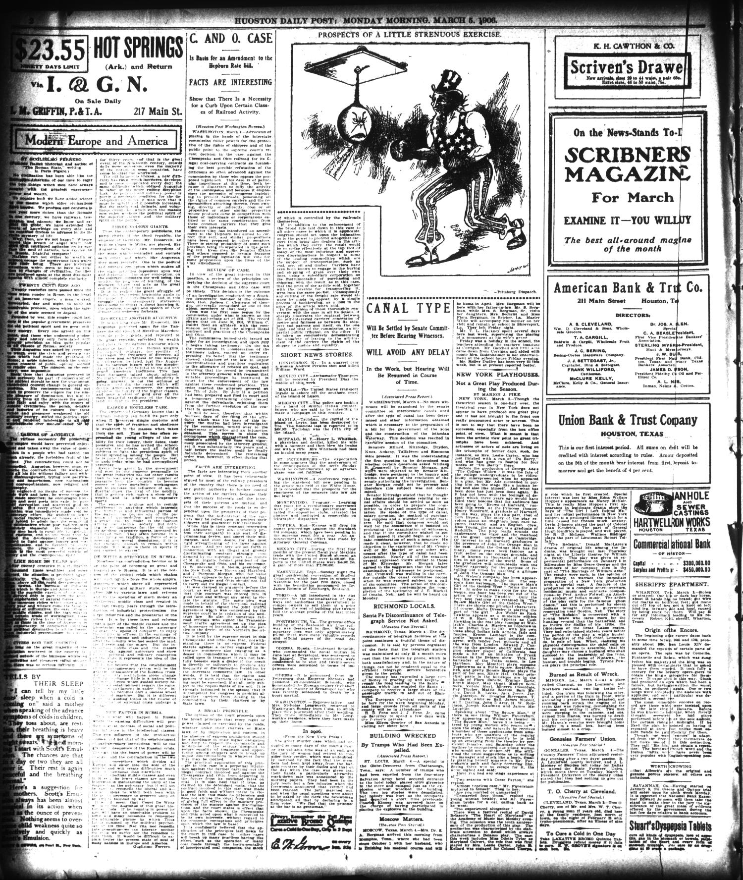 The Houston Post. (Houston, Tex.), Vol. 21, No. 355, Ed. 1 Monday, March 5, 1906
                                                
                                                    [Sequence #]: 2 of 12
                                                