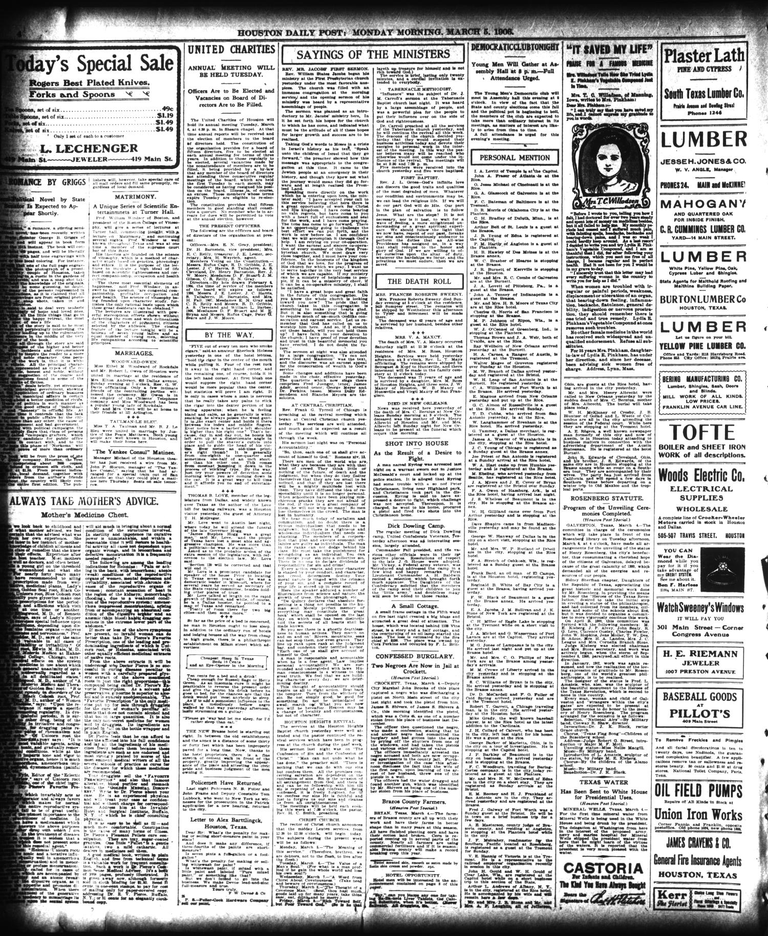The Houston Post. (Houston, Tex.), Vol. 21, No. 355, Ed. 1 Monday, March 5, 1906
                                                
                                                    [Sequence #]: 4 of 12
                                                