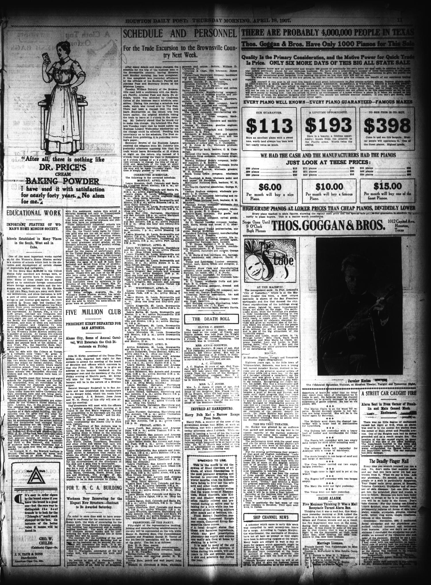 The Houston Post. (Houston, Tex.), Vol. 23, Ed. 1 Thursday, April 18, 1907
                                                
                                                    [Sequence #]: 11 of 16
                                                
