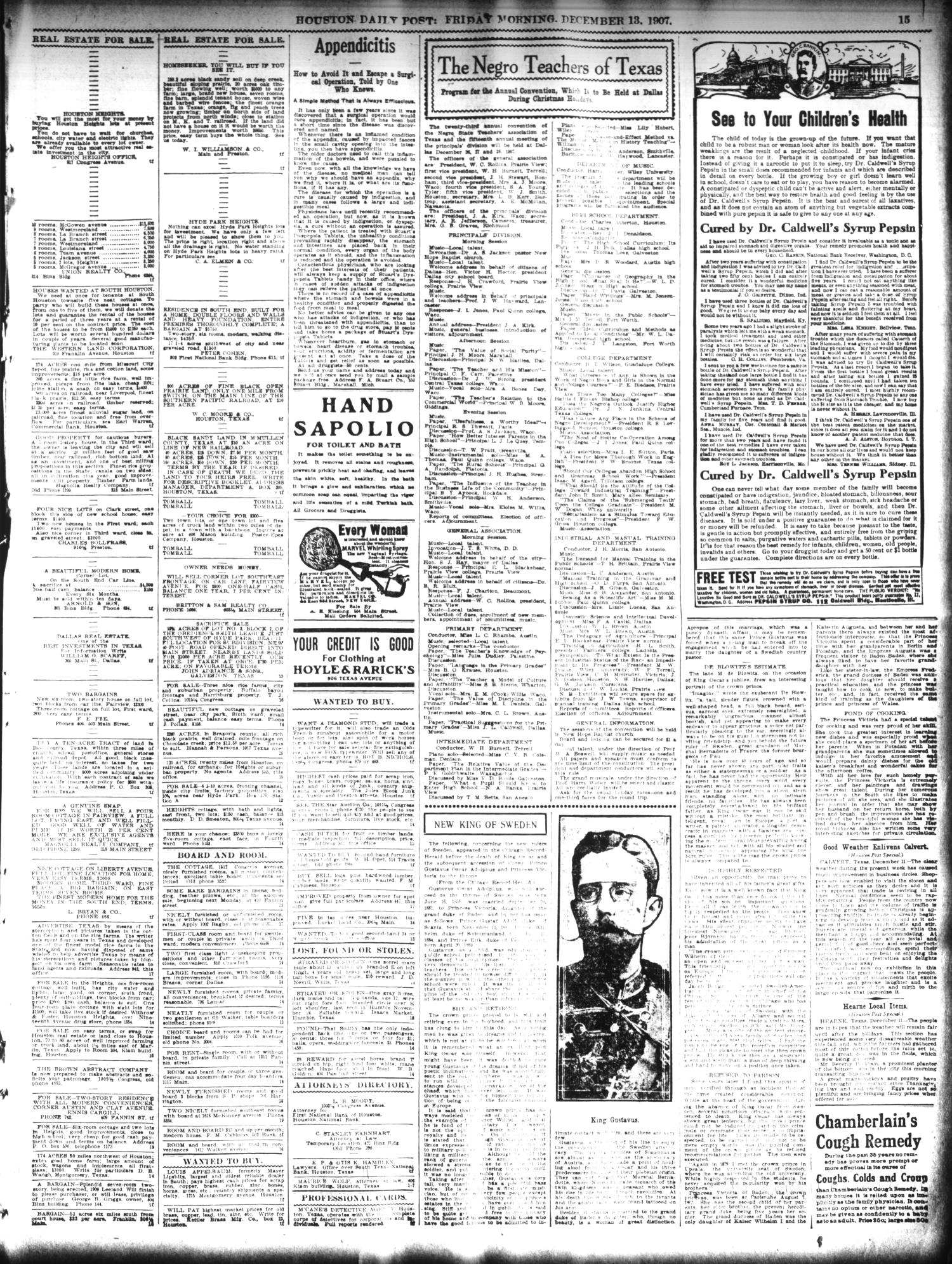 The Houston Post. (Houston, Tex.), Vol. 23, Ed. 1 Friday, December 13, 1907
                                                
                                                    [Sequence #]: 15 of 16
                                                