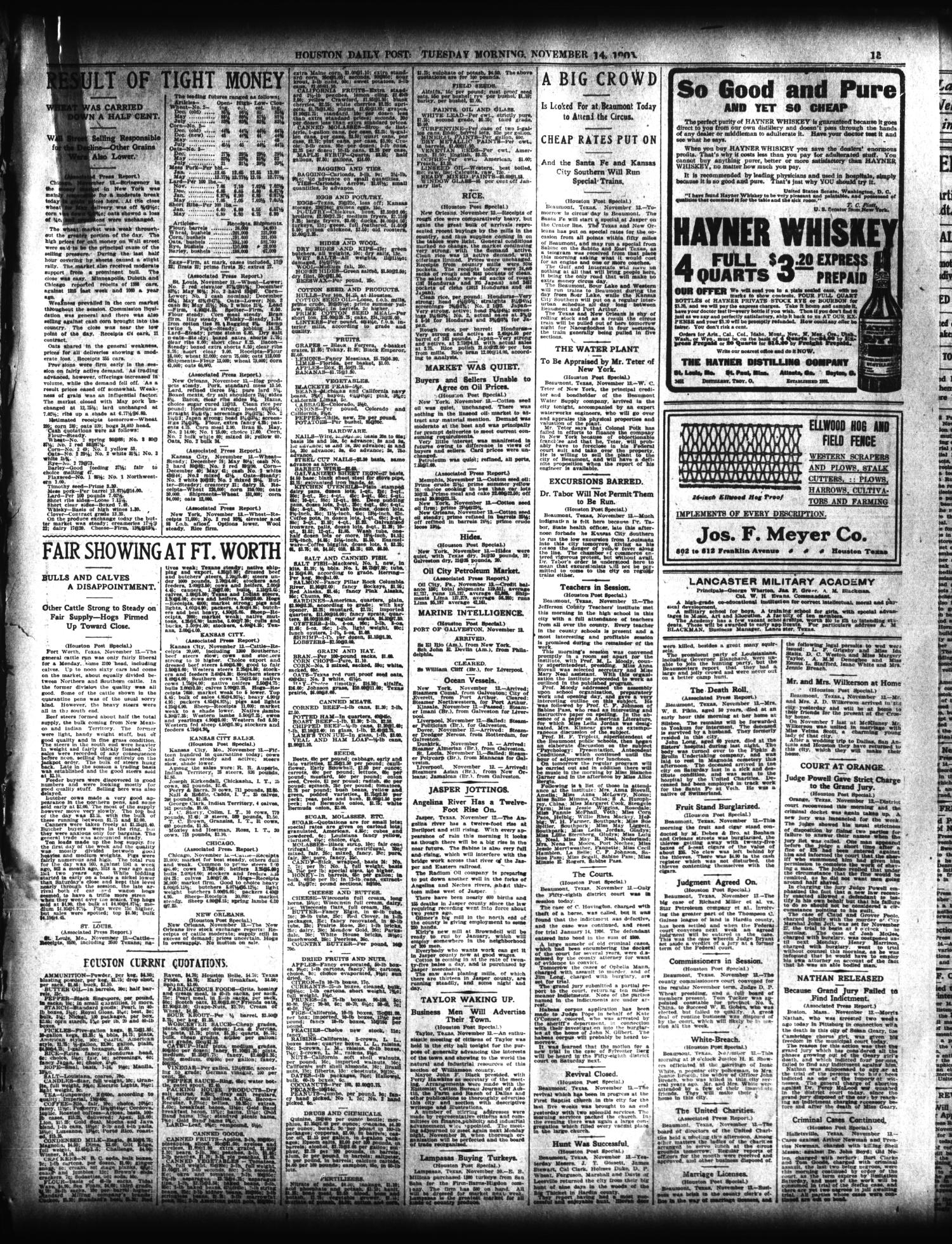 The Houston Post Houston Tex Vol 21 No 244 Ed 1 Tuesday November 14 1905 Page 15 Of 16 The Portal To Texas History