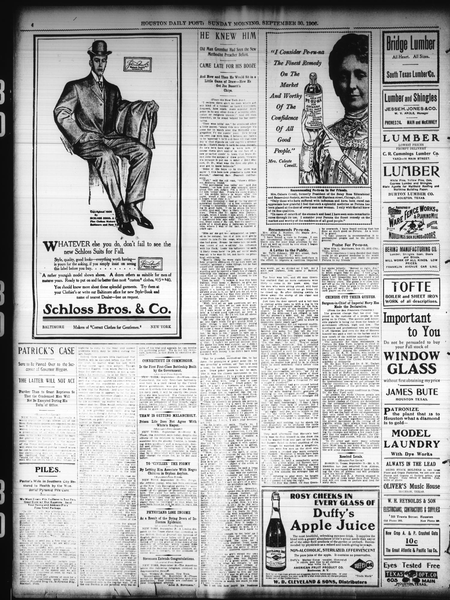 The Houston Post. (Houston, Tex.), Vol. 22, Ed. 1 Sunday, September 30, 1906
                                                
                                                    [Sequence #]: 4 of 52
                                                