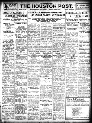 The Houston Post. (Houston, Tex.), Vol. 27, Ed. 1 Saturday, February 22, 1913