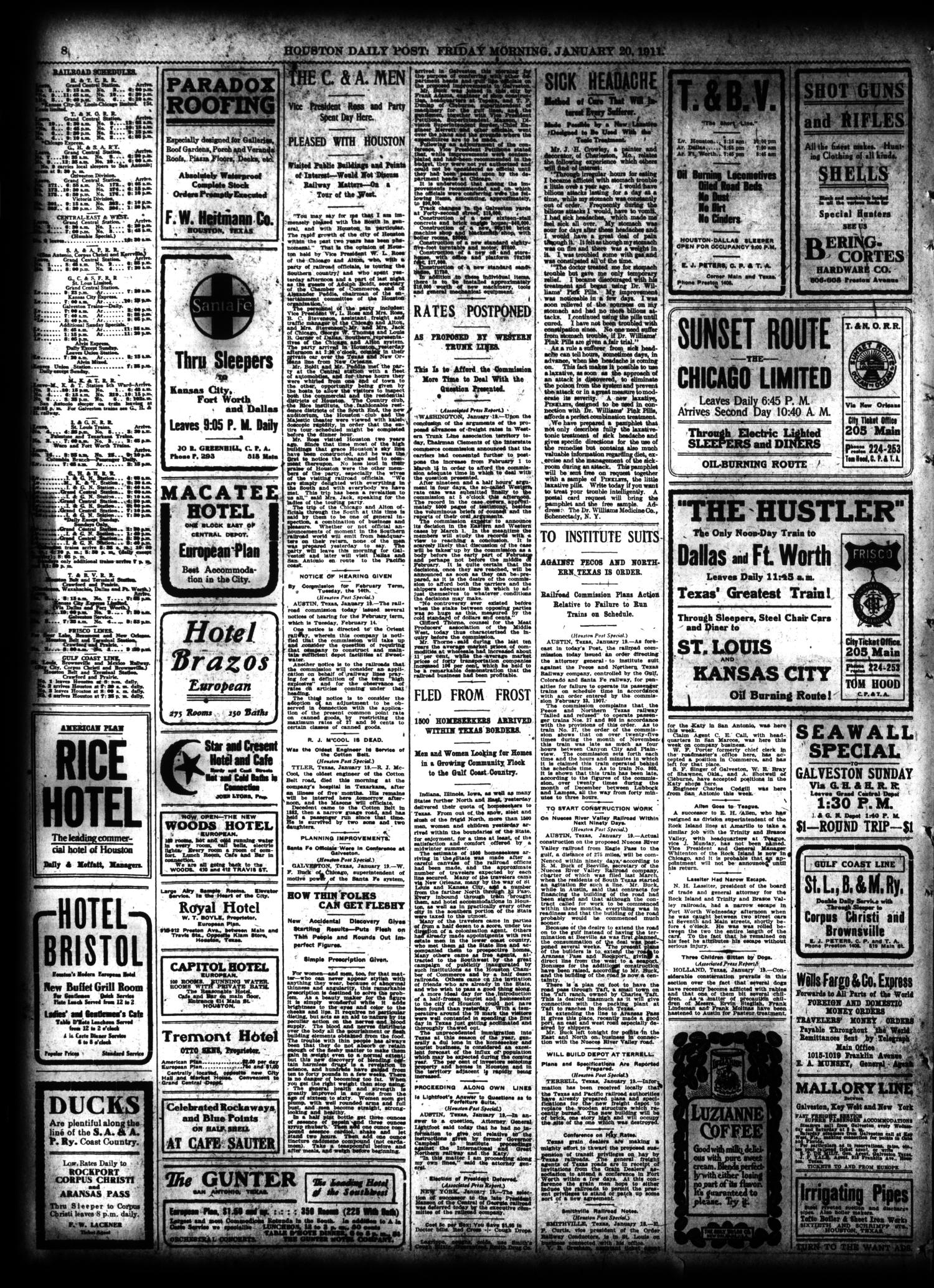 The Houston Post. (Houston, Tex.), Vol. 26, Ed. 1 Friday, January 20, 1911
                                                
                                                    [Sequence #]: 8 of 16
                                                