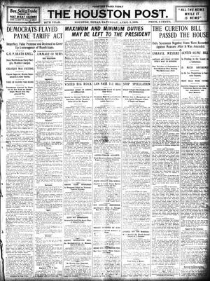 Primary view of object titled 'The Houston Post. (Houston, Tex.), Vol. 24, Ed. 1 Saturday, April 3, 1909'.
