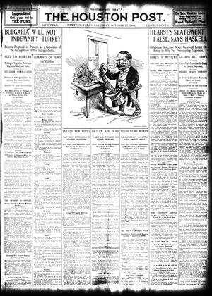 Primary view of object titled 'The Houston Post. (Houston, Tex.), Vol. 24, Ed. 1 Saturday, October 17, 1908'.