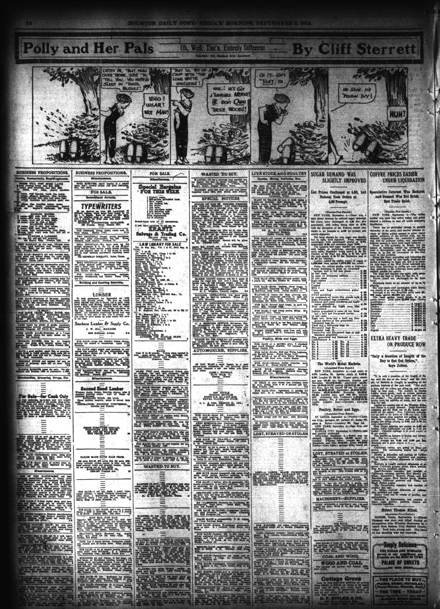 The Houston Post. (Houston, Tex.), Vol. 28, Ed. 1 Friday, September 5, 1913
                                                
                                                    [Sequence #]: 14 of 16
                                                