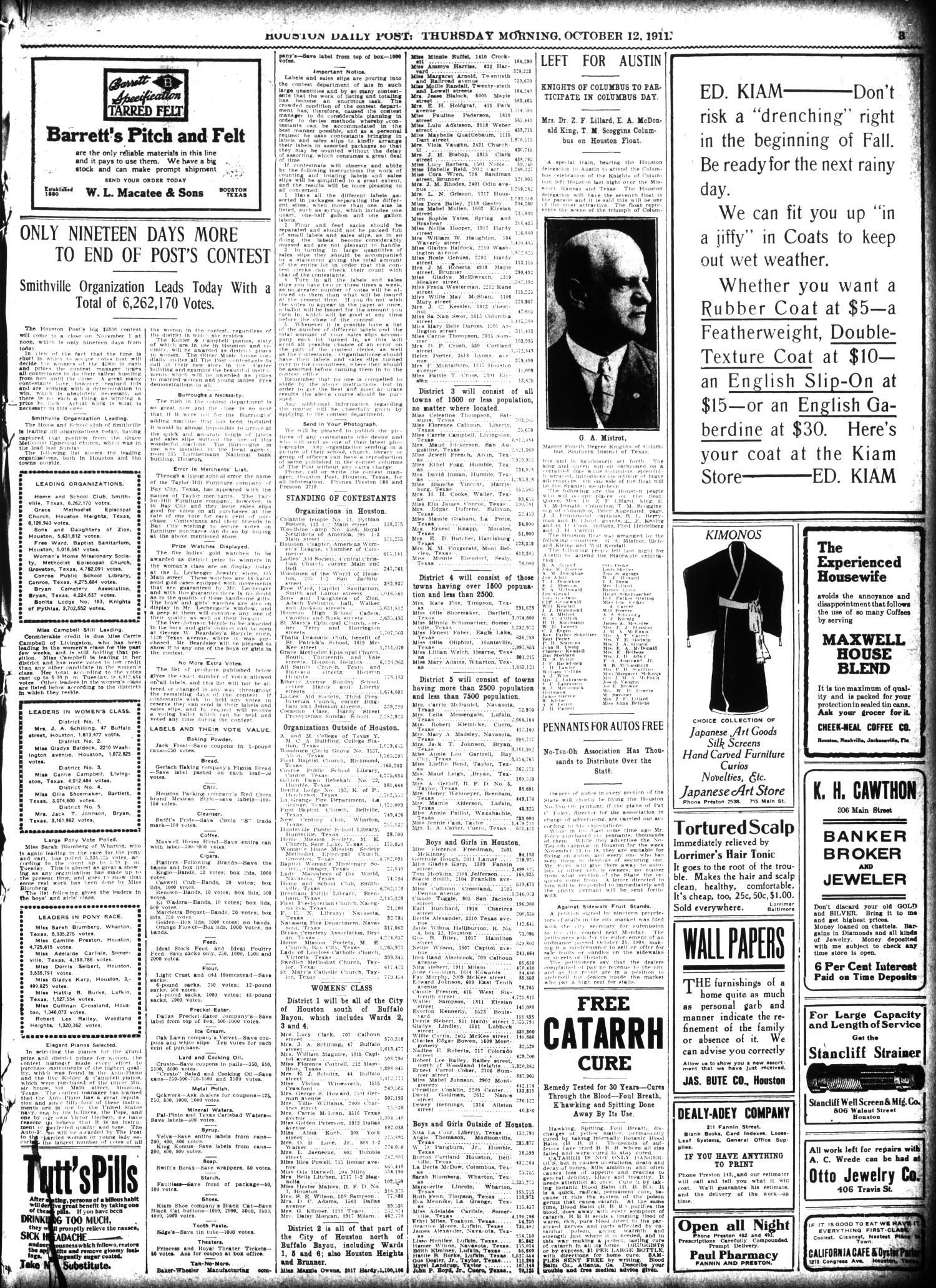 The Houston Post. (Houston, Tex.), Vol. 27, Ed. 1 Thursday, October 12, 1911
                                                
                                                    [Sequence #]: 3 of 16
                                                