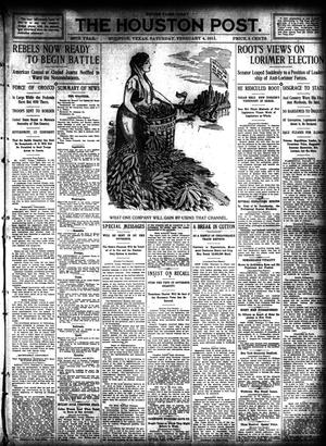 Primary view of object titled 'The Houston Post. (Houston, Tex.), Vol. 26, Ed. 1 Saturday, February 4, 1911'.
