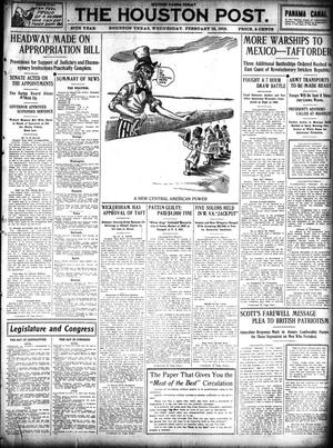 The Houston Post. (Houston, Tex.), Vol. 27, Ed. 1 Wednesday, February 12, 1913