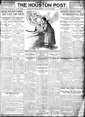 Primary view of object titled 'The Houston Post. (Houston, Tex.), Vol. 27, Ed. 1 Tuesday, January 30, 1912'.