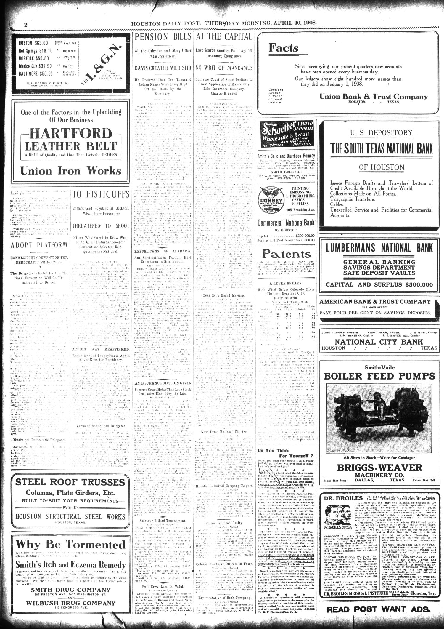 The Houston Post. (Houston, Tex.), Vol. 24, Ed. 1 Thursday, April 30, 1908
                                                
                                                    [Sequence #]: 2 of 14
                                                