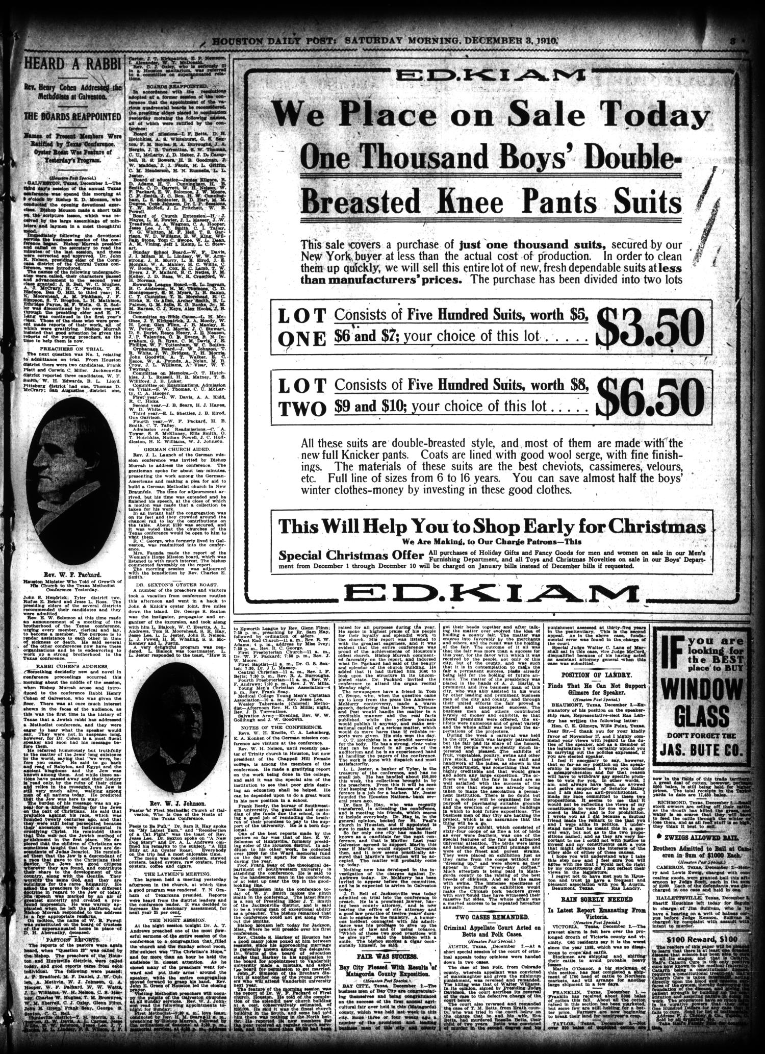 The Houston Post. (Houston, Tex.), Vol. 26, Ed. 1 Saturday, December 3, 1910
                                                
                                                    [Sequence #]: 3 of 20
                                                