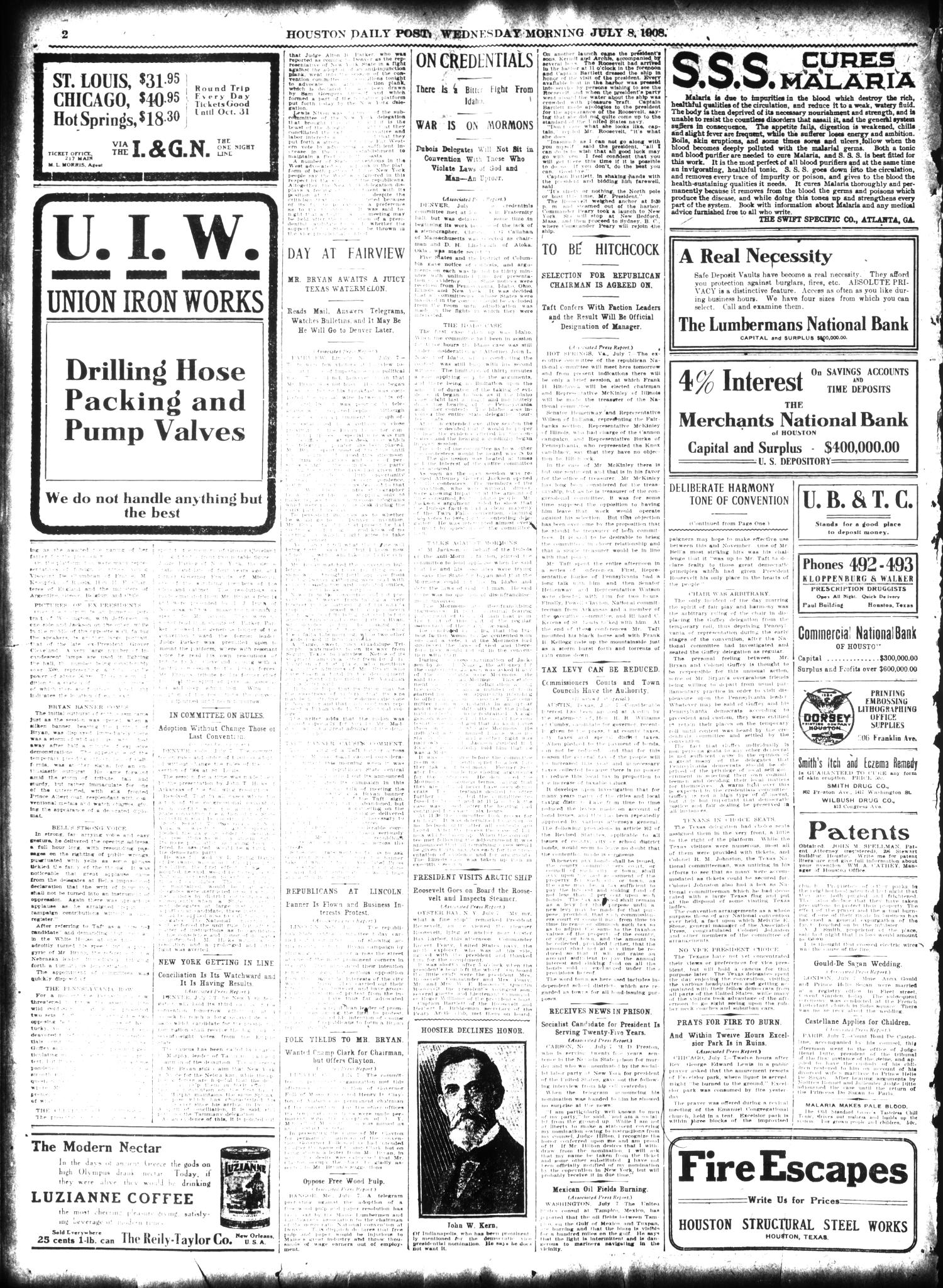 The Houston Post. (Houston, Tex.), Vol. 24, Ed. 1 Wednesday, July 8, 1908
                                                
                                                    [Sequence #]: 2 of 16
                                                