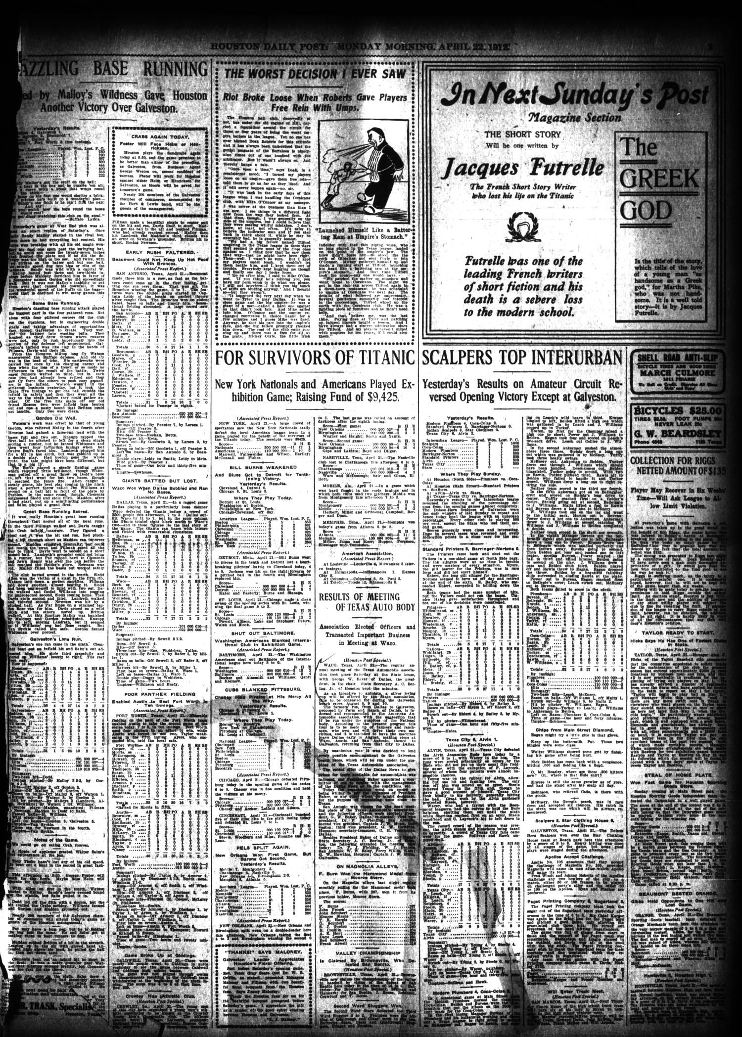 The Houston Post. (Houston, Tex.), Vol. 27, Ed. 1 Monday, April 22, 1912
                                                
                                                    [Sequence #]: 3 of 14
                                                