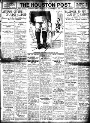 Primary view of object titled 'The Houston Post. (Houston, Tex.), Vol. 26, Ed. 1 Saturday, September 17, 1910'.