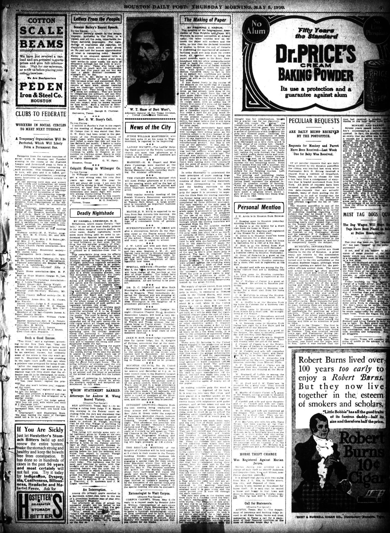 The Houston Post. (Houston, Tex.), Vol. 26, Ed. 1 Thursday, May 5, 1910
                                                
                                                    [Sequence #]: 7 of 20
                                                