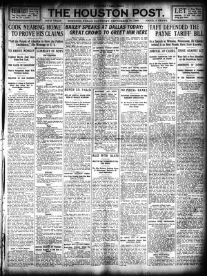 Primary view of object titled 'The Houston Post. (Houston, Tex.), Vol. 25, Ed. 1 Saturday, September 18, 1909'.