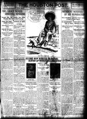 Primary view of object titled 'The Houston Post. (Houston, Tex.), Vol. 27, Ed. 1 Friday, August 2, 1912'.