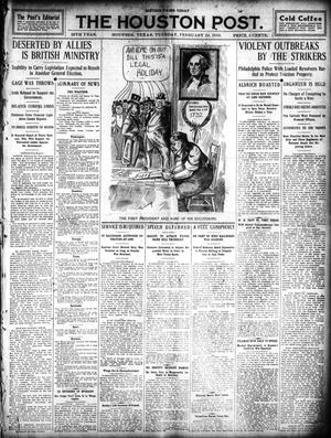 The Houston Post. (Houston, Tex.), Vol. 25, Ed. 1 Tuesday, February 22, 1910