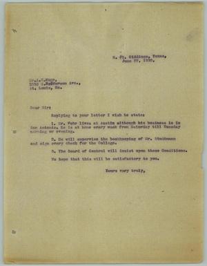 Primary view of object titled '[Letter from R. Osthoff to A. W. Huge, June 27, 1930]'.