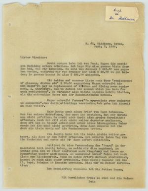 [Letter from R. Osthoff to H. Studtmann, September 2, 1927]
