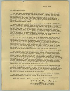 [Letter from Carl S. Mundinger, April 1948]