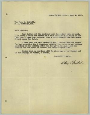 [Letter from Alex Heidel to R. Osthoff, August 4, 1930]