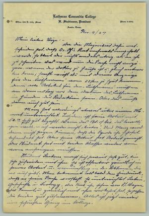 [Letter from H. Studtmann to "Vize", November 9, 1927]