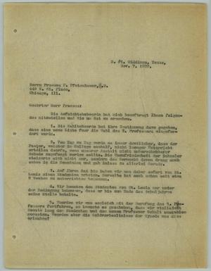 [Letter from R. Osthoff to F. Pfotenhauer, November 7, 1927]