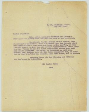 [Letter from R. Osthoff to "Direktor", August 26, 1932]