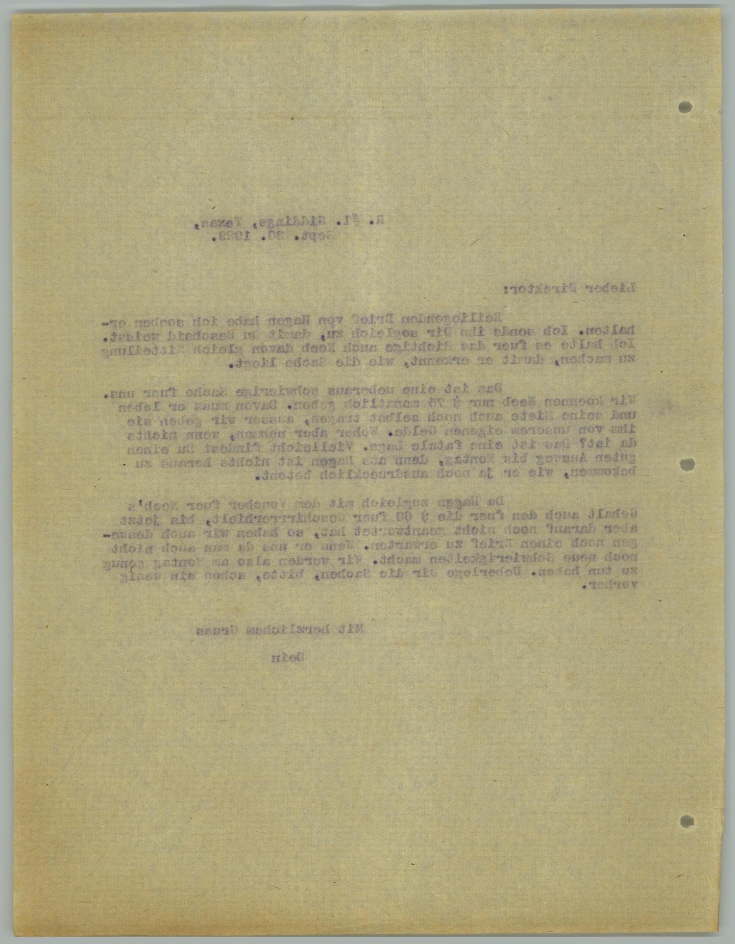 [Letter from R. Osthoff to H. Studtmann, September 30, 1929]
                                                
                                                    [Sequence #]: 2 of 2
                                                