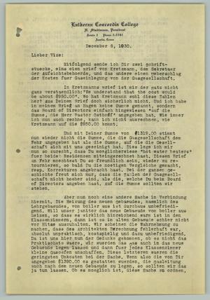 [Letter from H. Studtmann to "Vize", December 8, 1930]