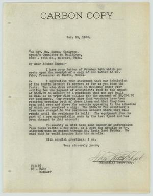 Primary view of object titled '[Letter from Theodore W. Eckhart to William Hagen, October 19, 1926]'.
