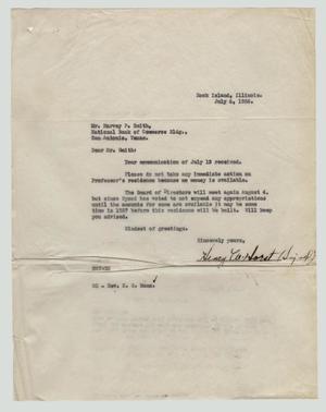 Primary view of object titled '[Letter from Henry W. Horst to Harvey P. Smith, July 6, 1926]'.
