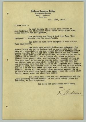 [Letter from H. Studtmann to "Vize", October 10, 1928]