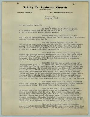 Primary view of object titled '[Letter from J. W. Behnken to R. Osthoff, July 12, 1926]'.