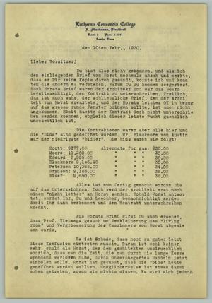 [Letter from H. Studtmann to "Vorsitzer", February 10, 1930]
