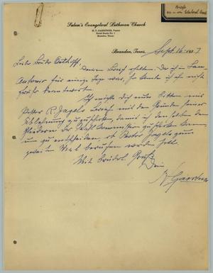 [Letter from H. C. Gaertner to R. Osthoff, September 16, 1927]