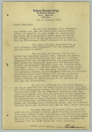 [Letter from H. Studtmann to "Vorsitzer", February 4, 1930]