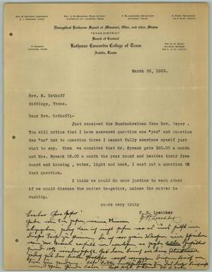 [Letter from F. R. Leschber to R. Osthoff, March 28, 1932]