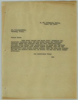 Primary view of object titled '[Letter from R. Osthoff to F. R. Leschber, February 14, 1930]'.