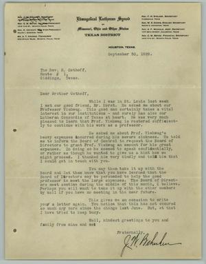 Primary view of object titled '[Letter from J. W. Behnken to R. Osthoff, September 30, 1929]'.