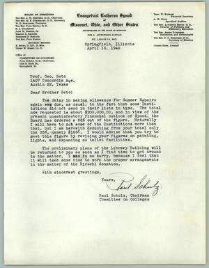 Primary view of object titled '[Letter from Paul Schulz to George J. Beto, June 19, 1948]'.