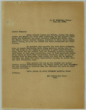 [Letter from R. Osthoff to "Praeses," July 30, 1926]