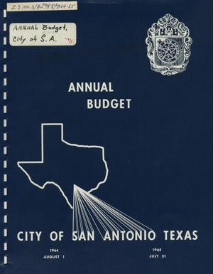 Primary view of object titled 'San Antonio Annual Budget: 1965'.