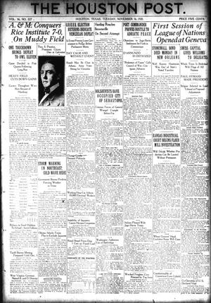 The Houston Post. (Houston, Tex.), Vol. 36, No. 227, Ed. 1 Tuesday, November 16, 1920