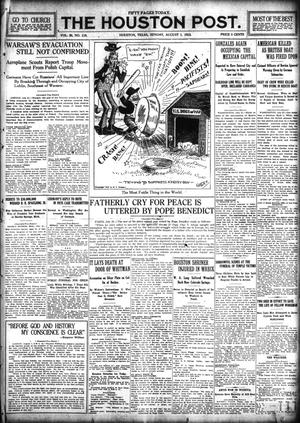 Primary view of object titled 'The Houston Post. (Houston, Tex.), Vol. 30, No. 120, Ed. 1 Sunday, August 1, 1915'.
