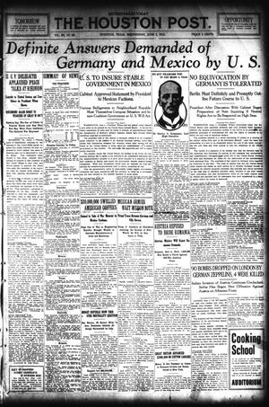 The Houston Post. (Houston, Tex.), Vol. 30, No. 60, Ed. 1 Wednesday, June 2, 1915